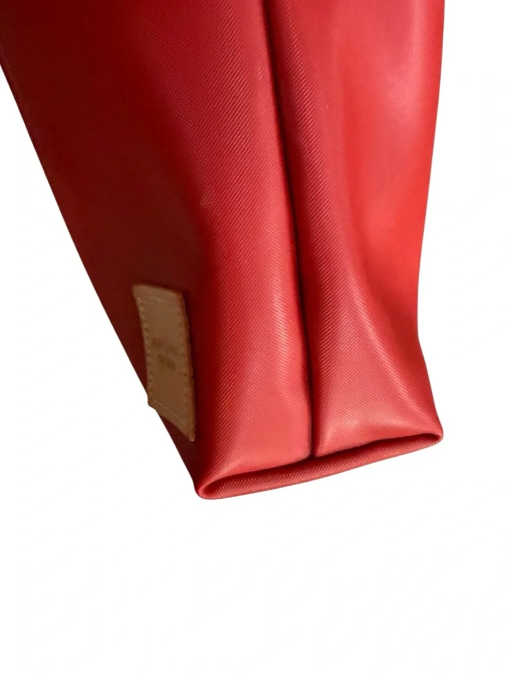 Jon Hart Design Red Cosmetic Zip Pouch with Tan Logo Patch